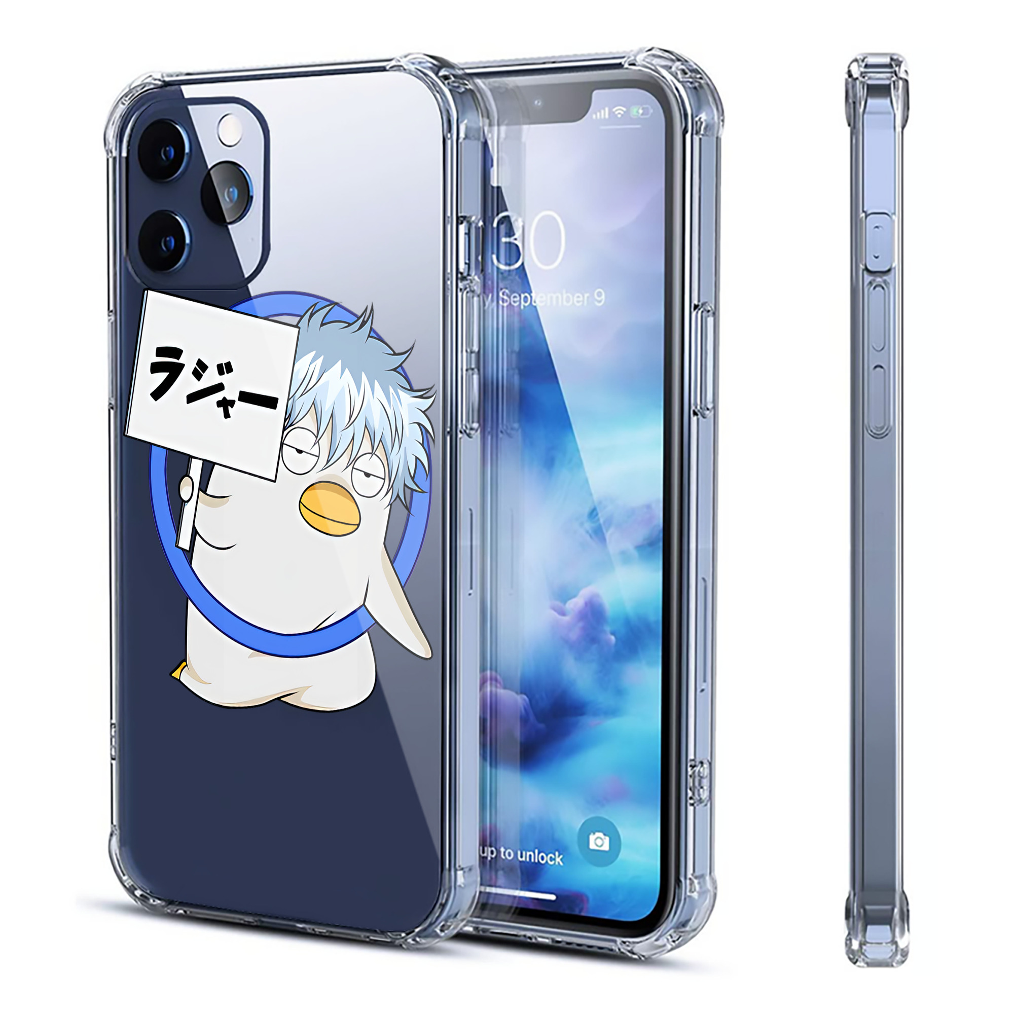 （画像用） ぎんたま 坂田銀時（さかたぎんとき） 神楽 志村新八（しむら しんぱち） GINTAMA Sakata Gintoki Kagura Shimura Shinpachi 【iPhone 12シリーズ対応】透明スマホケース（クリアソフトケース）